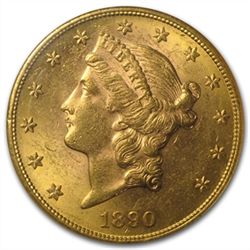 1890-S $20 Gold Liberty Double Eagle - MS-61 NGC