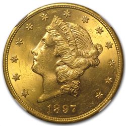 1897-S $20 Gold Liberty Double Eagle - MS-63 NGC