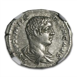 Roman AR Denarius Emperor Geta (209-211AD) XF NGC