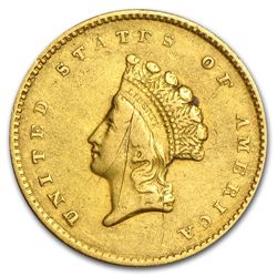 1855-O $1 Indian Head Gold - XF Details