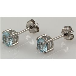 Sky Blue Topaz Gem 1.20ctw Silver Stud Earring 0.71g