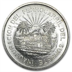 1950 Silver 5 Pesos Southern Railroad (XF or Better) AS