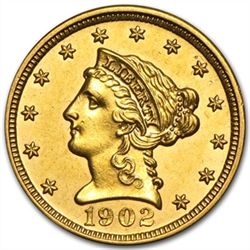 $2.50 Liberty Gold Quarter Eagle - Almost Uncirculated