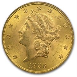 1896 $20 Gold Liberty Double Eagle - MS-63 NGC