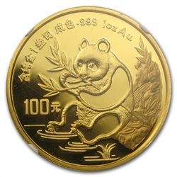 1991 1 oz Gold Chinese Panda MS-68 NGC - Small Date