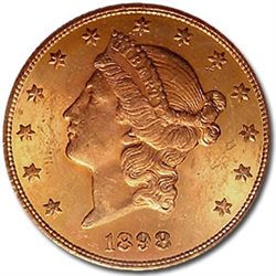 1898-S $20 Gold Liberty Double Eagle - MS-63 PCGS