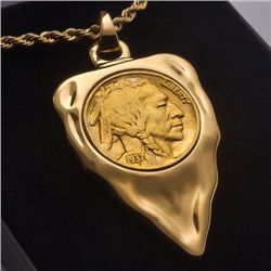 Gold Plate Buffalo Nickel Arrowhead Necklace