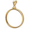 Image 1 : 14K Gold Screw-Top Diamond-Cut Coin Bezel - 34.2 mm