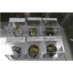 LOT OF 6 REPLICA NHL STANLEY CUP RINGS