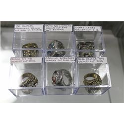 LOT OF 6 REPLICA NHL STANLEY CUP RINGS
