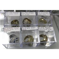 LOT OF 6 REPLICA MLB WORLD SERIES RINGS