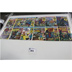 MARVEL COMICS  BOOK & RECORD LOT (1970'S) 13 BRONZE AGE ISSUES.  HIGH MID TO HIGH GRADE AVG.