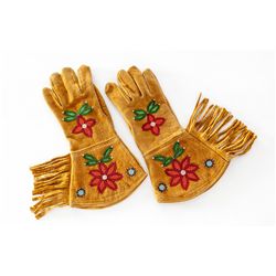 Pair of Beaded & Fringed Western Gauntlets