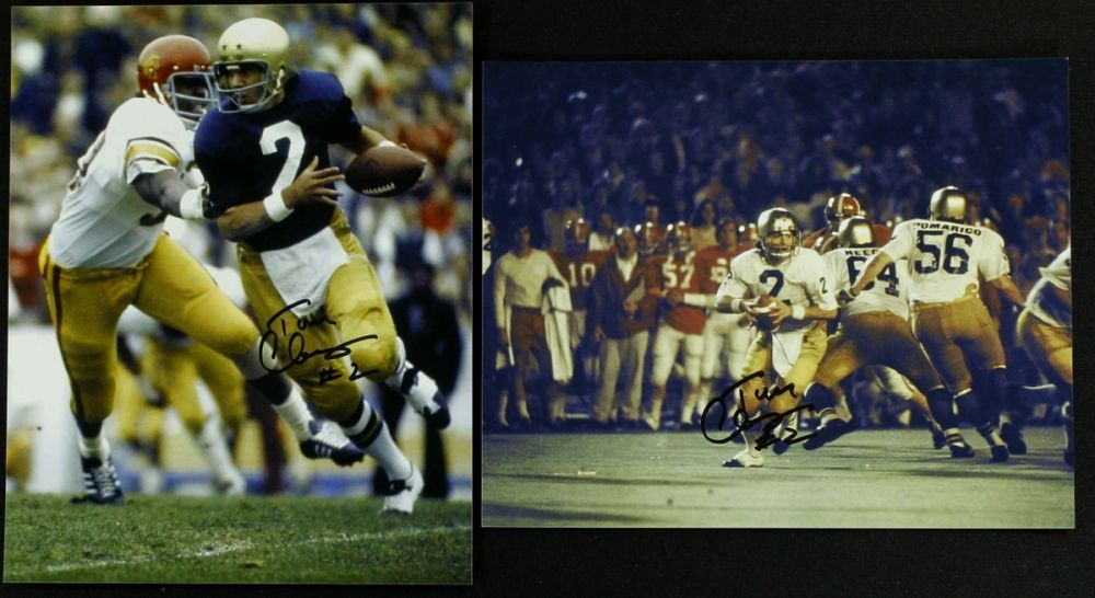 Tom Clements Lot of (2) Tom Clements Signed Notre Dame 8x10 Photos (PA LOA)