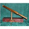 Image 1 : A 19th century lacquered brass telescope on tripod stand, with mahogany case and accessories. (I...