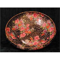 A large Shelley  cloisonne  bowl decorated with flowers on a black ground, diameter 35cm. (Illus...