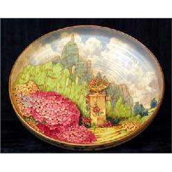 A Royal Winton bowl hand painted with extensive floral garden scene by H C Lea, signed with inti...