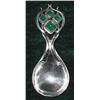 Image 1 : An Art Nouveau hammered silver caddy spoon by Omar Ramsden, inset with four chrysoprase cabochon...