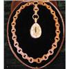 Image 1 : A fine Victorian pierced gold necklace with impressive aquamarine inset gold pendant, in origina...