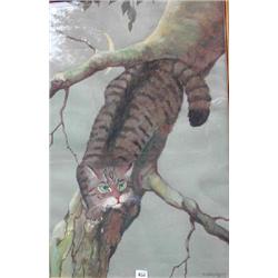 Ralston Gudgeon RSW; A watercolour/gouache of a Scottish wild cat, signed and inscribed verso, 7...