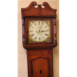 An early 19th century oak and mahogany cased eight day longcase clock, the square white enamel d...