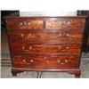 Image 1 : A Georgian mahogany chest of small proportion with two short and three long graduated drawers on...