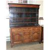 Image 1 : A good 18th century oak dresser with plate rack above an arrangement of six drawers and two pane...