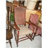 Image 1 : Wood Rocking Chair w/ Upholstered Seat and Wicker Back