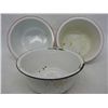 Image 1 : 2 Red Rimmed and 1 Black Rimmed Enamelware Wash Pans
