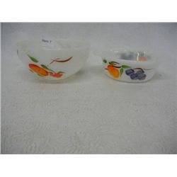 2 Fire King Hand Painted Bowls, Fruit Pattern