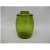 Image 1 : Green Glass Cookie Jar w/ Mushroom Pattern