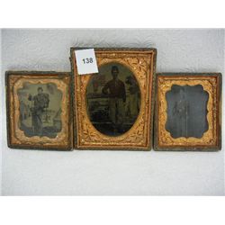 3 Tin-Type Prints of Military Men