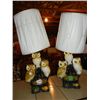 Image 1 : Pair of Owl Lamps, 3 Owls on Each Lamp