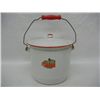 Image 1 : Red Rimmed Enamelware Diaper Pail w/ Lid