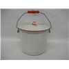 Image 2 : Red Rimmed Enamelware Diaper Pail w/ Lid