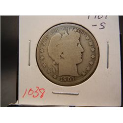 1901-S Barber Half Dollar