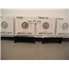 Four Mercury Dimes 1936,1939,1944-D, 1943