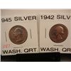 Image 1 : Two Silver Washington Quarters 1945 & 1942