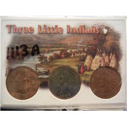 Three Indian Head Cents 1887,1899,1893