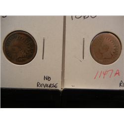 Two Indian Head Cents 1860 & 1863 No Reverse
