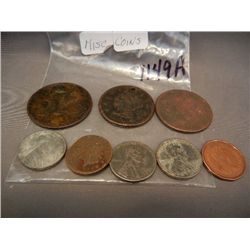 Damaged Coins Large Cents, Wheat Cents, Canadian Coins