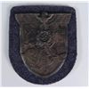 Image 1 : WWII NAZI KRIM SHIELD -ON BLUE GRAY W/BACKING SWASTIKA