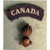 Image 1 : WWII CANADA ARM-PATCH AND METAL FLAMING BOMP DEVICE