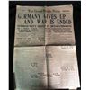 Image 2 : ORIGINAL NOV 7, 1918 NEWSPAPER "WAR IS ENDED"