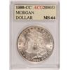 Image 1 : 1880-CC MORGAN SILVER DOLLAR, ACG MS-64  WHITE!