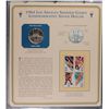 Image 2 : U.S. COMMEMORATIVE SILVER DOLLAR COLLECTOR SET IN ALBUM, 4 COINS AND STAMPS