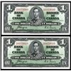 Image 1 : Bank of Canada, 1937 Uncirculated Sequential Banknote Pair