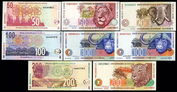 South African Reserve Bank ND (1992-2005) Banknote Assortment.