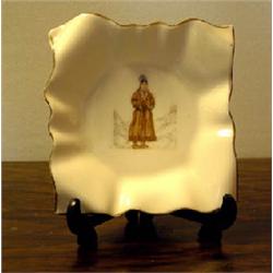 Square bowl from Porsgrund with lap in traditional costum. Porsgrund porcelain, Norway. Marked w...