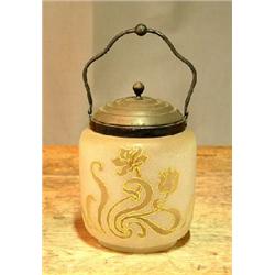 Bisquit jar of glass with "sugar" decor. NOK 600-800,-...